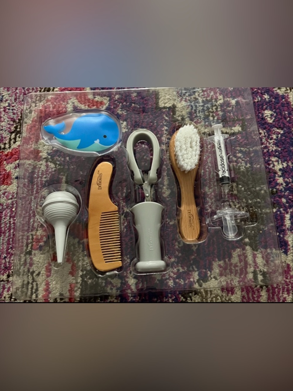 Dr. Brown's Baby Grooming Set in Natural Wood and Light Gray